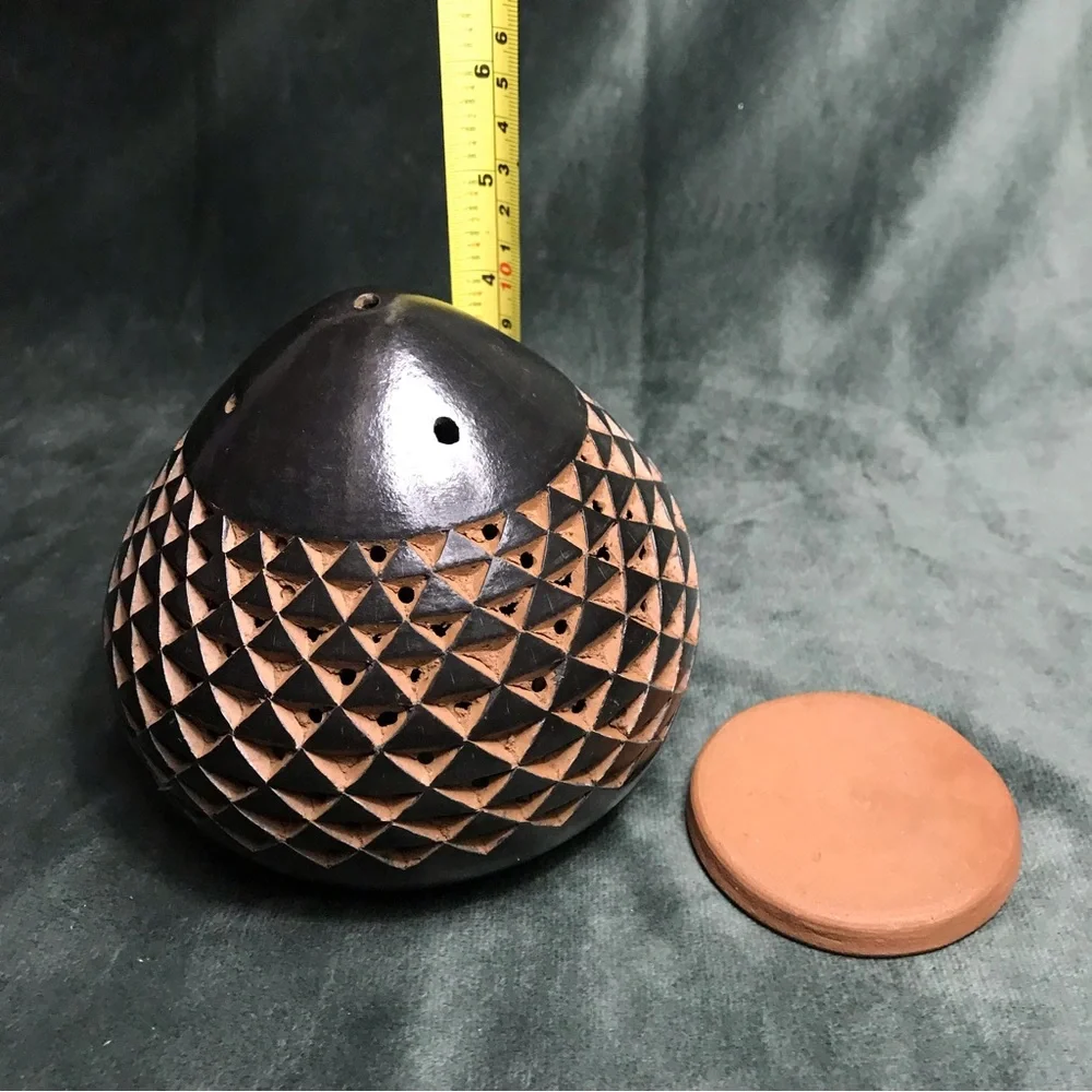 Black Triangle Terracotta Tealight Incense Holder